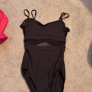 Black Strappy Leo with Mesh